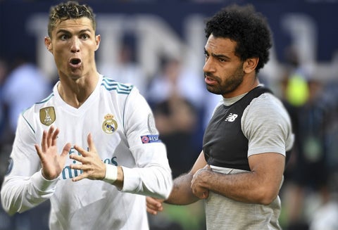 Cristiano Ronaldo, del Real Madrid, y Mohamed Salah, del Liverpool / AFP