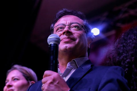 Gustavo Petro, candidato presidencial, luego de obtener el segundo lugar en las elecciones presidenciales, en Bogotá