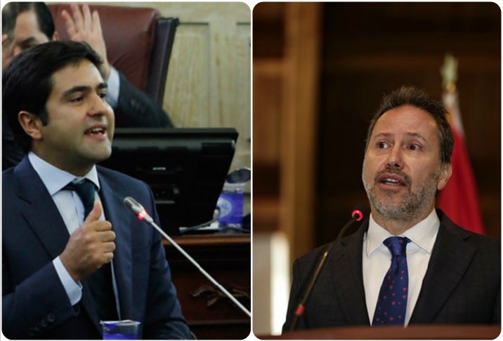 Samuel Hoyos, representante del Centro Democrático, y Néstor Raúl Correa, exsecretario de la JEP