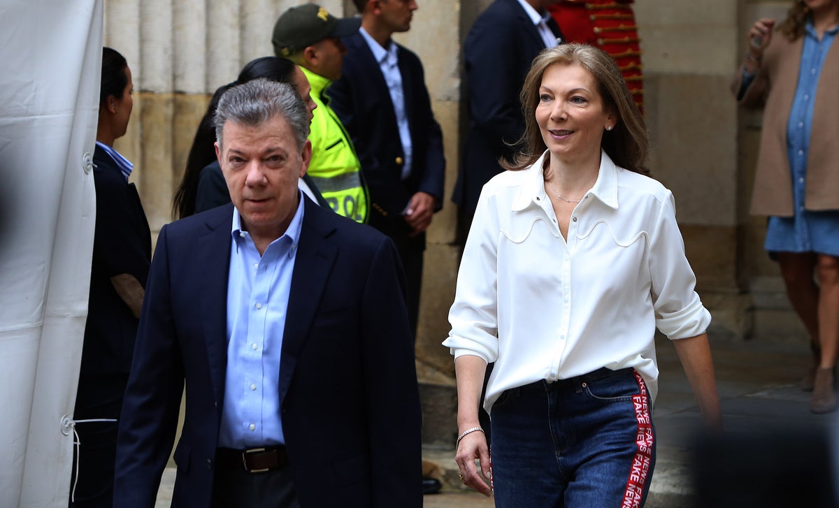El presidente Santos junto a su esposa María Clemencia Rodríguez de Santos