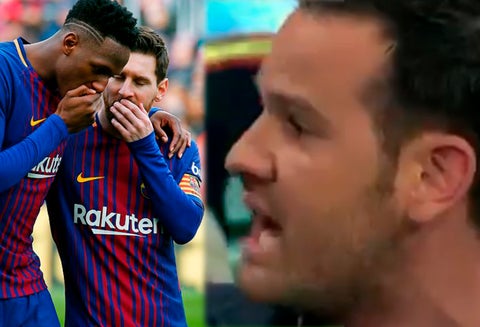 Yerry Mina con Messi / El periodista Quim Domènech Puigbó