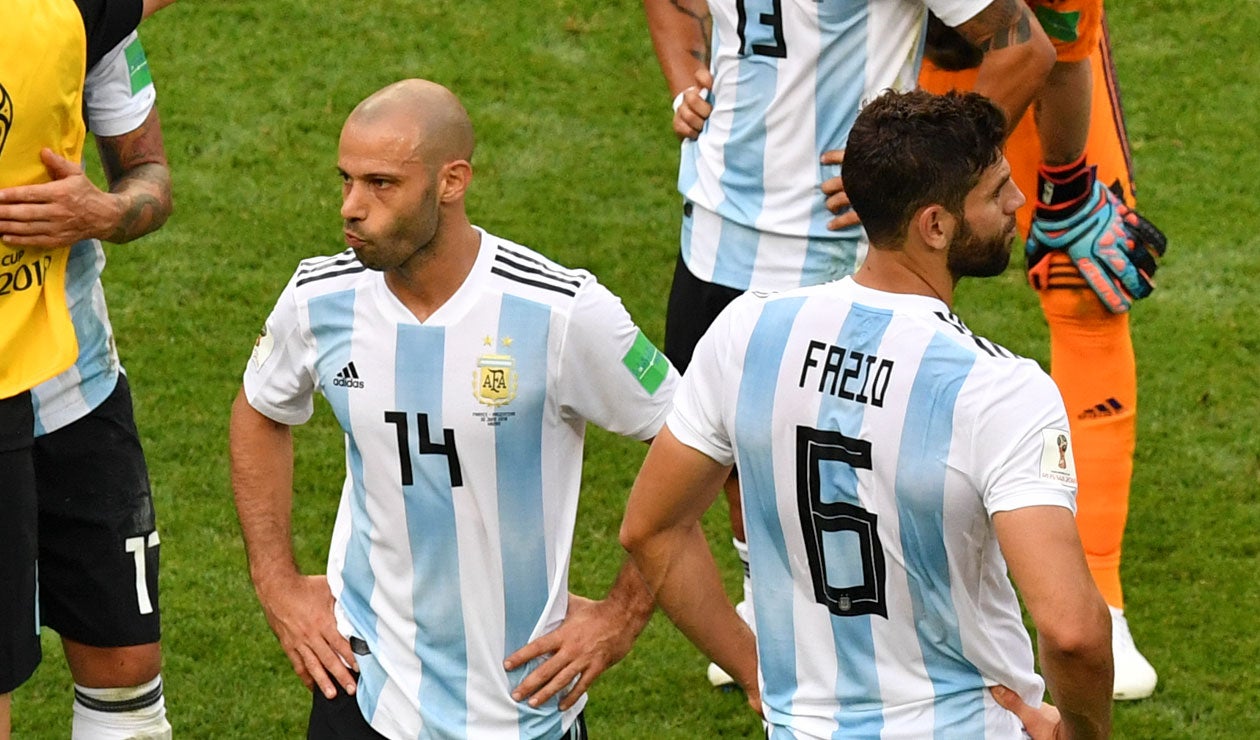 Javier Mascherano luego de la eliminación de Argentina ante Francia