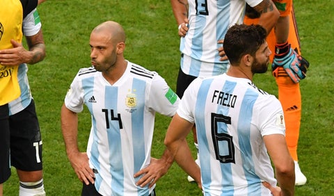 Javier Mascherano luego de la eliminación de Argentina ante Francia