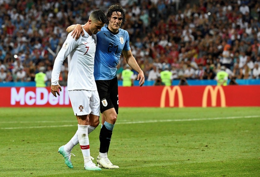 Edinson Cavani y Cristiano Ronaldo