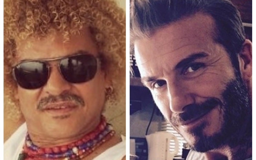 David Beckham y el Pibe Valderrama