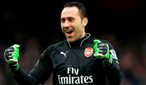 David Ospina celebrando un gol con el Arsenal
