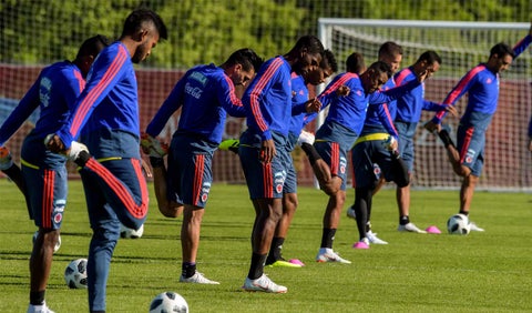 La Selección Colombia en un entrenamiento antes del partido ante Japón