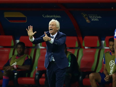 José Pékerman en el juego entre Colombia y Polonia en Rusia 2018