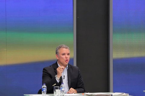 El candidato Iván Duque en el debate organizado por Noticias RCN, el 19 de abril de 2018, en Bogotá