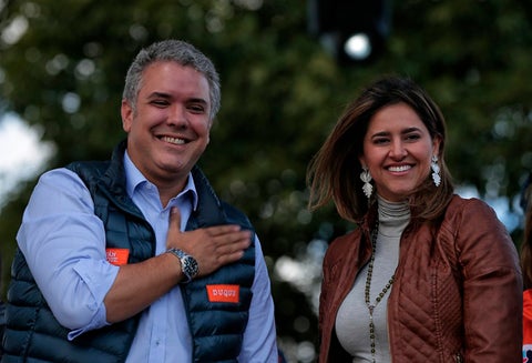 Iván Duque y María Juliana Ruiz el 20 de mayo de 2018 en Bogotá