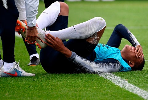 Kylian Mbappé luego del entrenamiento con Francia, en Istra (Rusia)