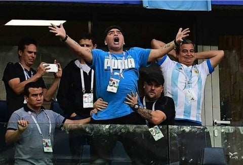 Diego Maradona, en medio del Mundial Rusia 2018