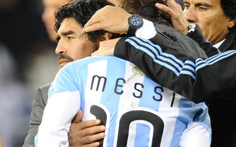 Maradona dirigió a Messi en el Mundial de Sudáfrica