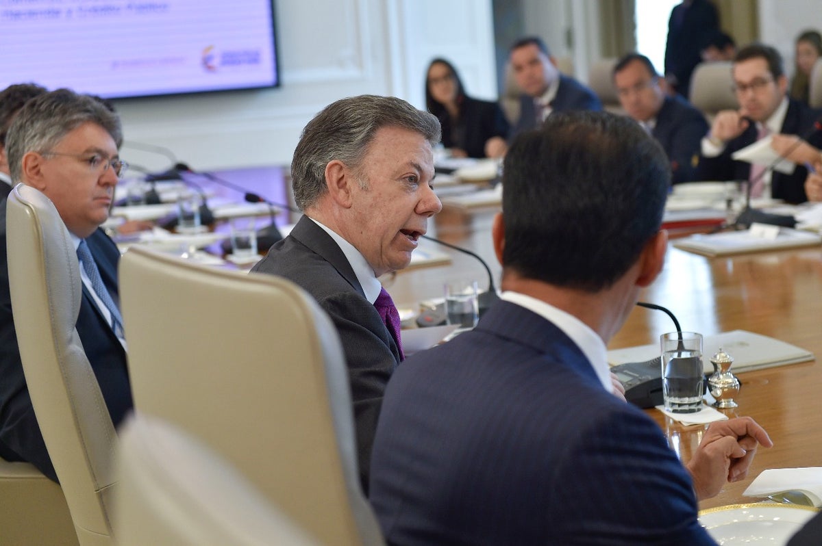 Presidente Santos y su consejo de ministros realizado hoy en Casa de Nariño.