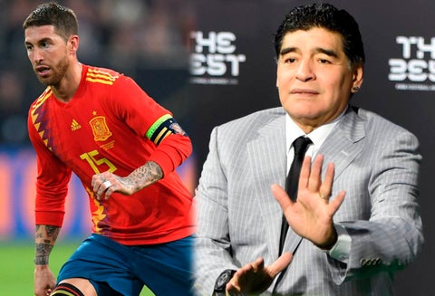 Sergio Ramos y Diego Maradona