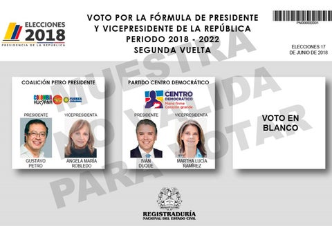 Así es el tarjetón electoral para la segunda vuelta de las elecciones presidenciales