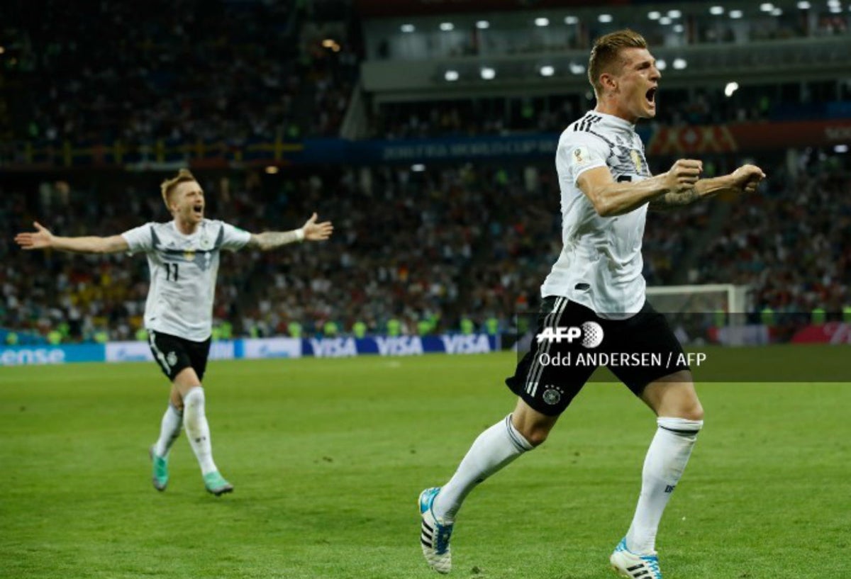 Toni Kroos celebrando su gol ante Alemania