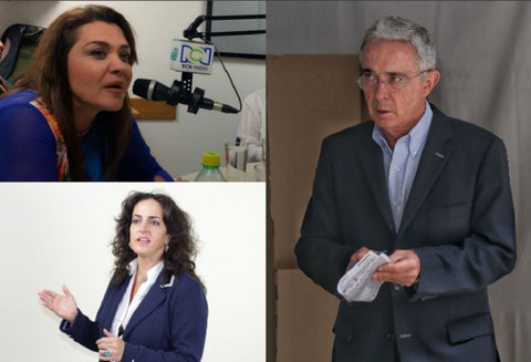 Álvaro Uribe con Margarita Restrepo y María Fernanda Cabal