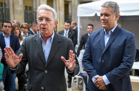 El expresidente Álvaro Uribe y el candidato Iván Duque
