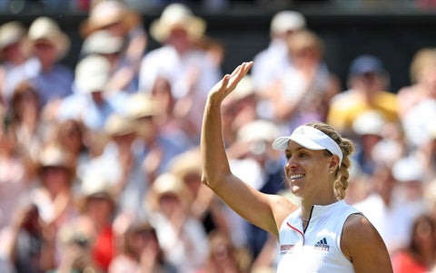 La alemana Angelique Kerber celebrando su clasificación a la final de Wimbledon