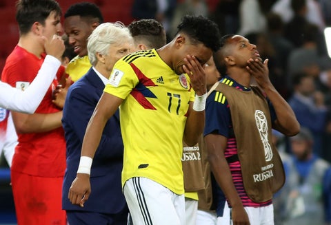 Johan Mojica después del juego de octavos de final del Mundial de Rusia