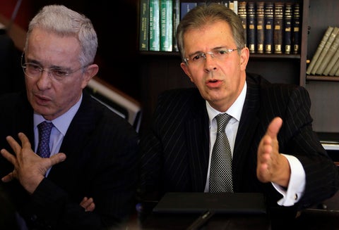 Álvaro Uribe Vélez (izq) y Jaime Arrubla (der)