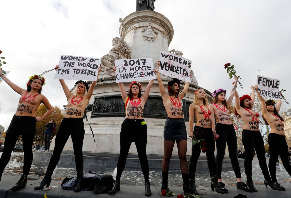 Protesta del movimiento feminista Femen, en Francia