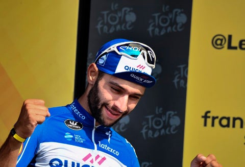 Fernando Gaviria, ciclista colombiano al servicio de Quick Step, tras ganar la cuarta etapa del Tour de Francia, el 10 de julio de 2018
