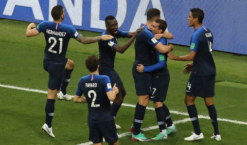 Francia celebrando el segundo gol del partido