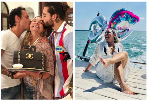 Maluma y su mamá junto a Marc Anthony