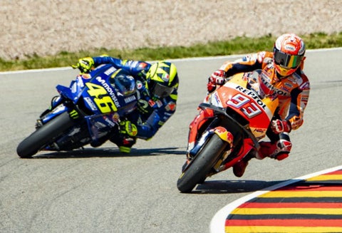 Marc Márquez y Valentino Rossi en el Gran Premio de MotoGP de Alemania