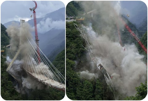 La implosión del puente Chirajara no tardó ni un minuto