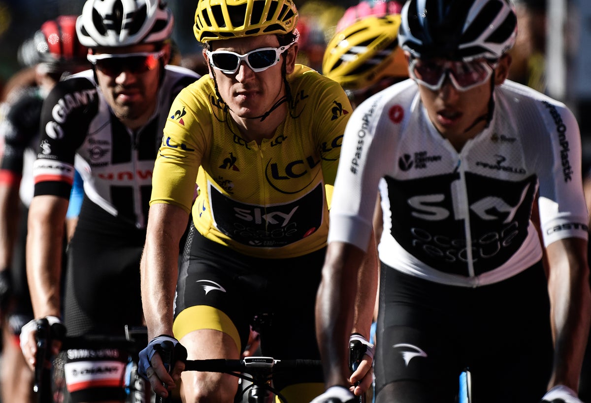 Tom Dumoulin, Geraint Thomas y Egan Bernal