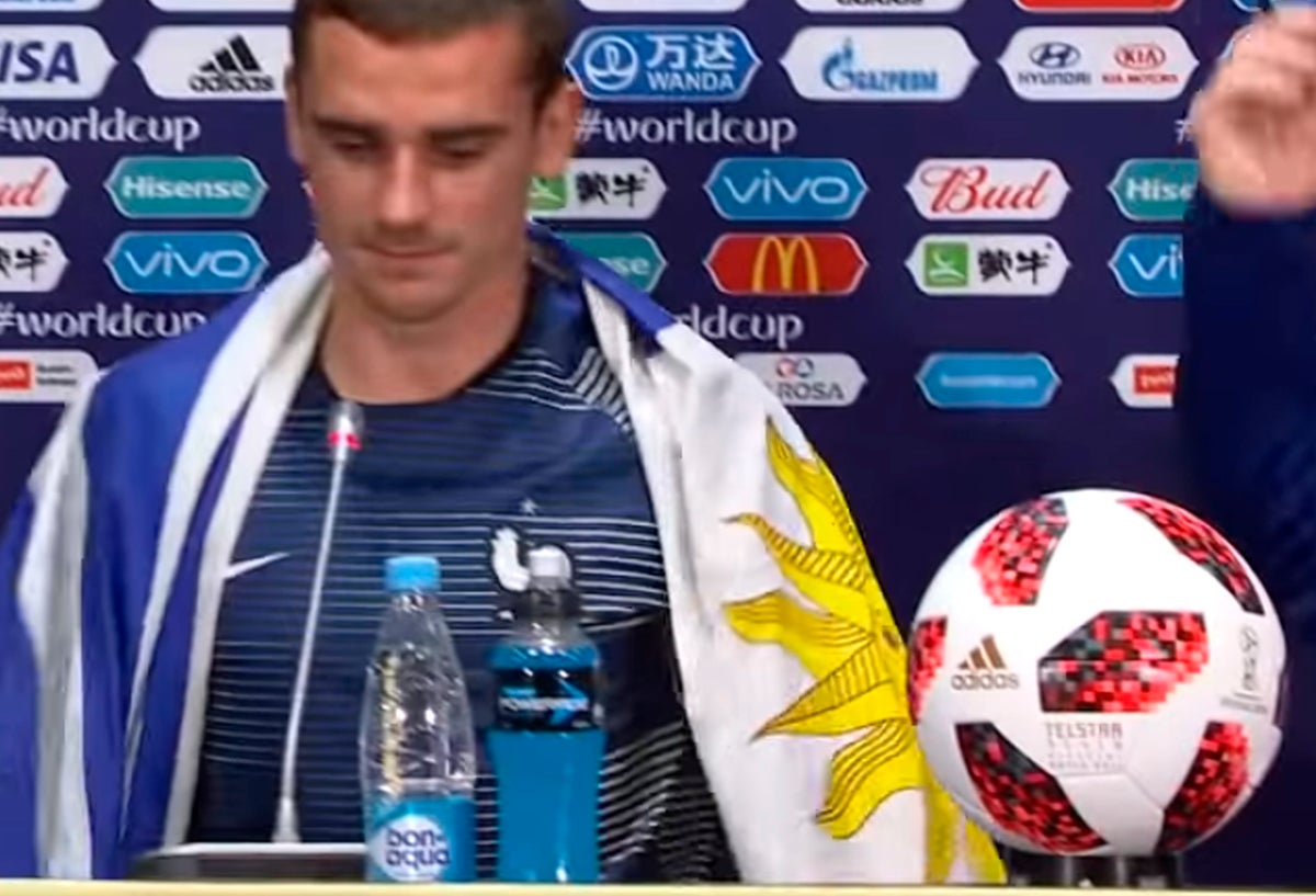 Antoine Griezmann en la rueda de prensa tras la final de Rusia 2018