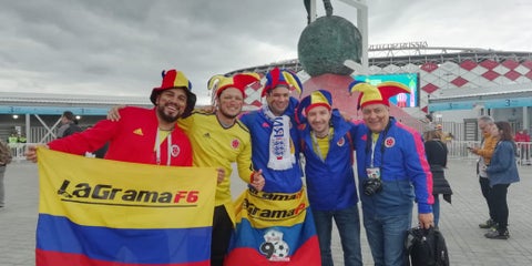 Hinchas de la Selección Colombia en el Spartak Stadium