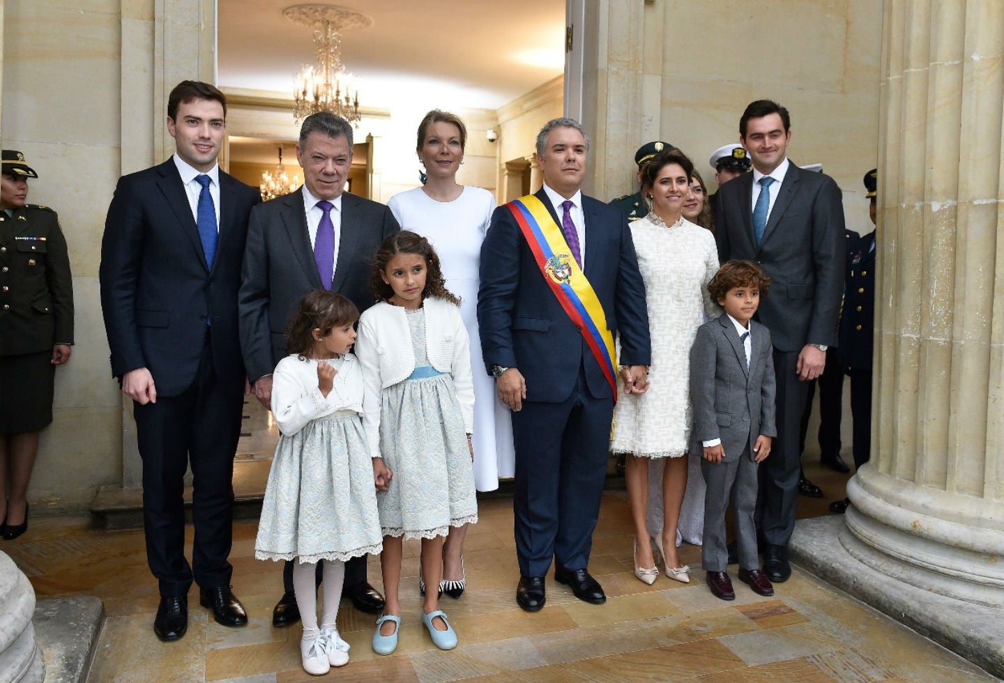 Familia Santos y Duque en la Casa de Nariño