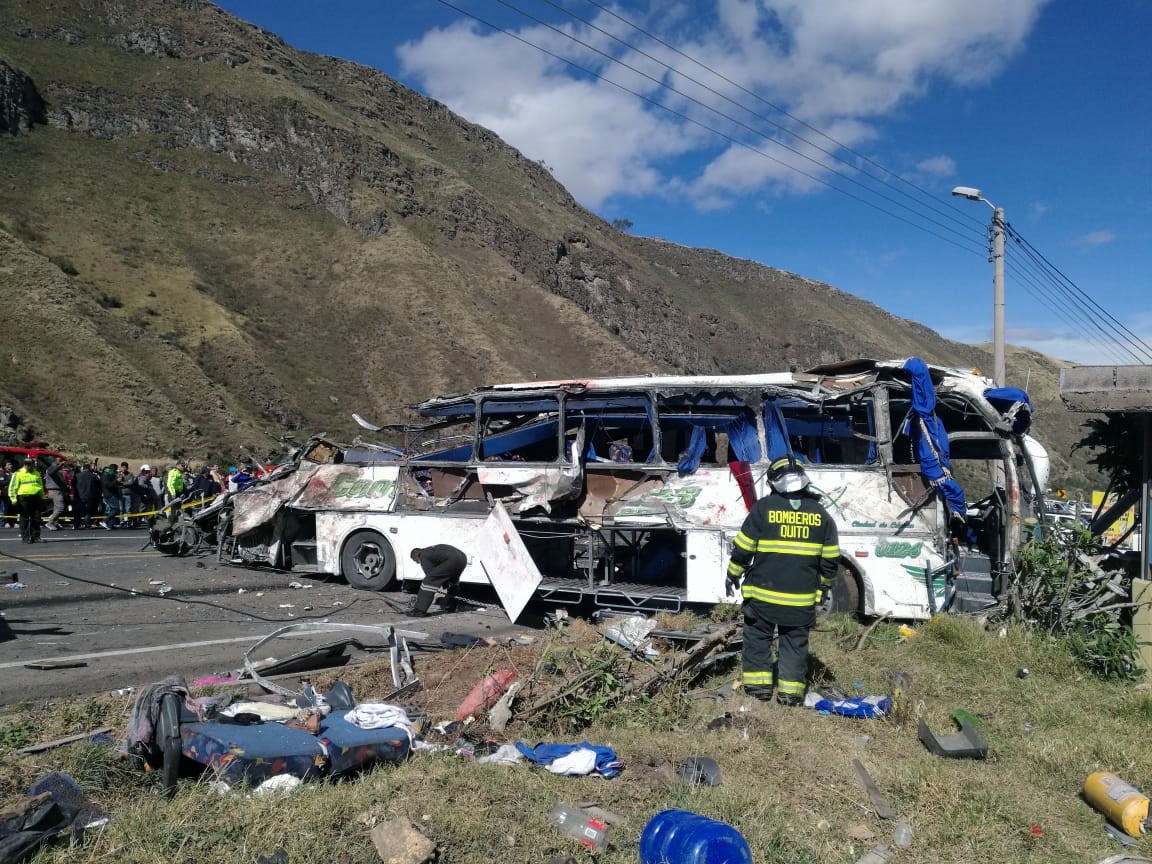La zona del accidente de bus en Ecuador