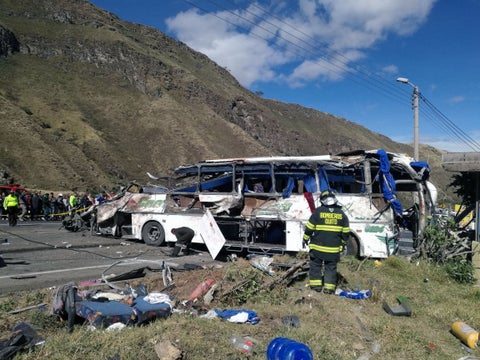 La zona del accidente de bus en Ecuador