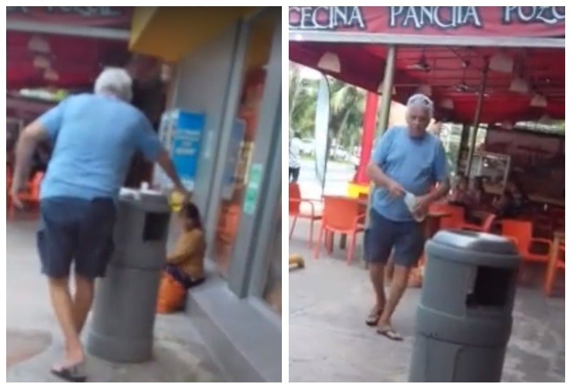 Hombre arrojando ácido