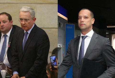El senador Álvaro Uribe y el abogado Diego Cadena