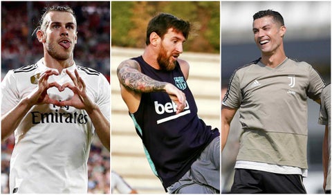 Gareth Bale, Lionel Messi y Critiano Ronaldo