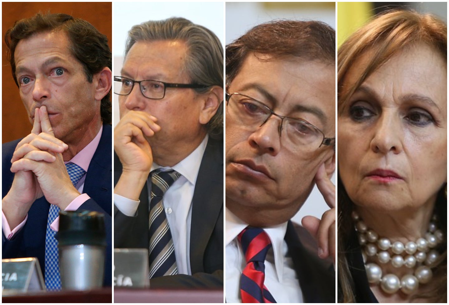 Los magistrados del CNE Felipe García y Armando Novoa y los congresistas Gustavo Petro y Ángela Robledo