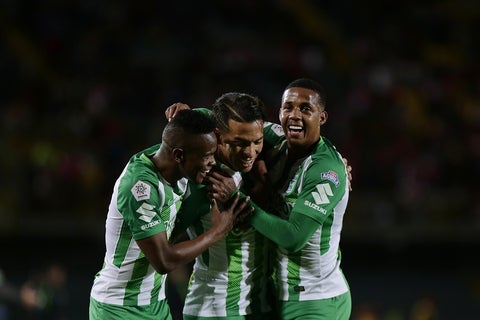 Yerson Candelo, Dayro Moreno y Stiven Lucumí de Atlético Nacional