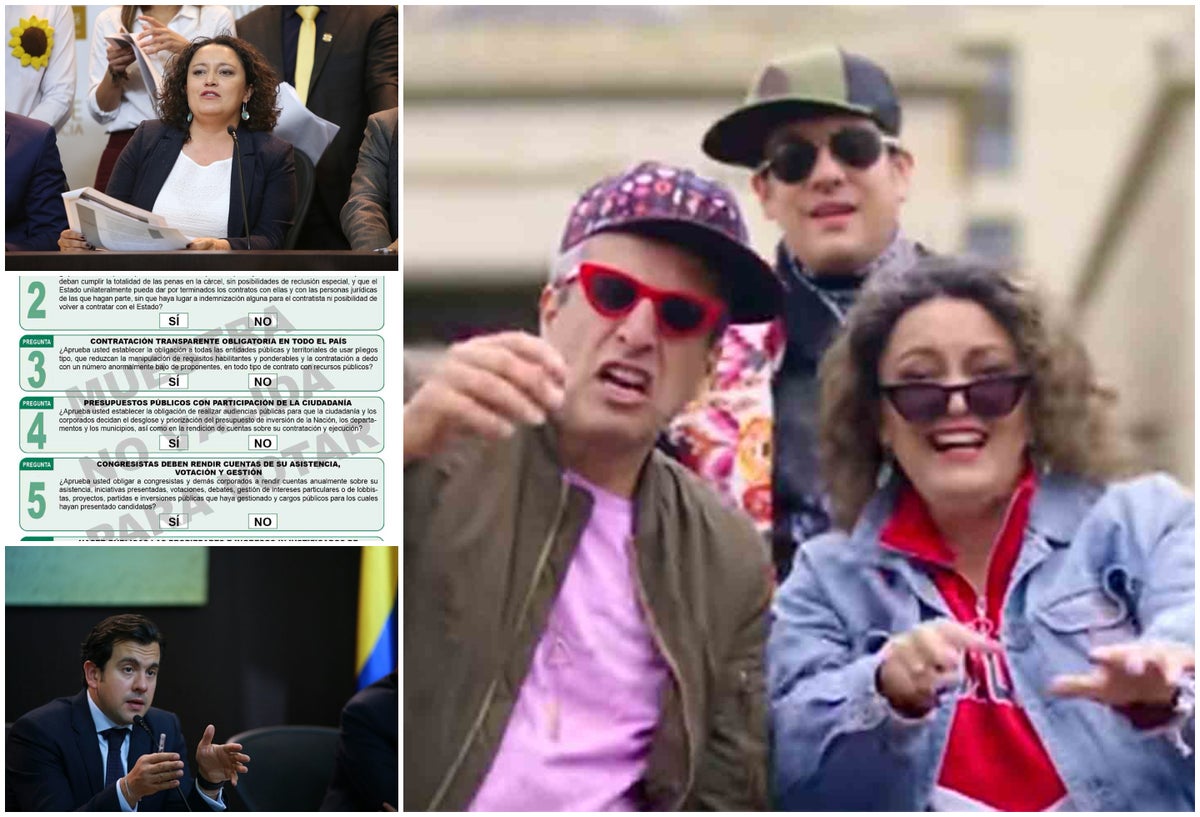 Angélica Lozano y Rodrigo Lara, congresistas. A la derecha promocionando la Consulta Anticorrupción