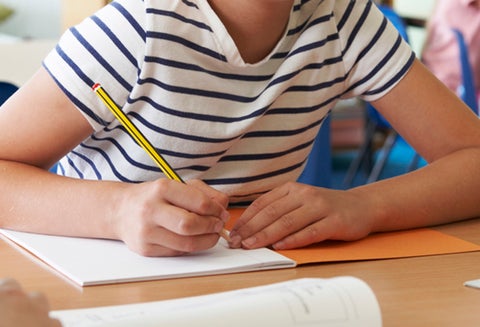 Una estudiante cumpliendo sus deberes