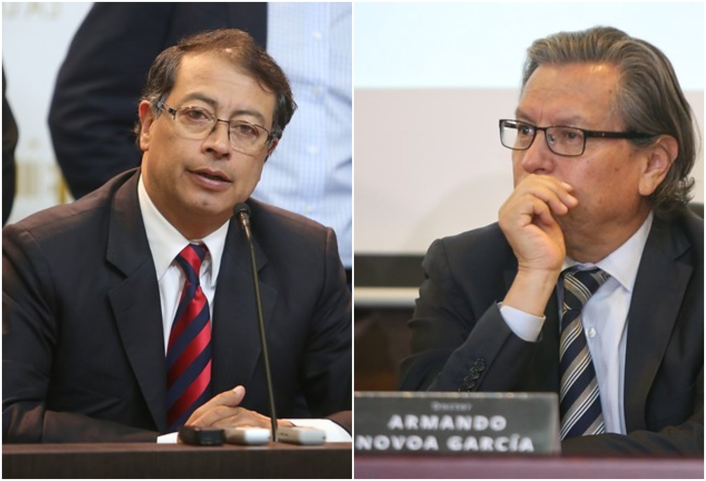 El senador Gustavo Petro y Armando Novoa, magistrado del CNE
