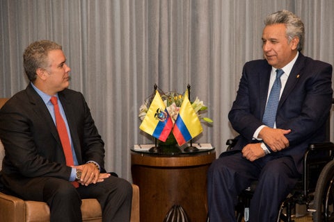 Reunión entre Iván Duque, presidente de Colombia, y Lenin Moreno, presidente de Ecuador