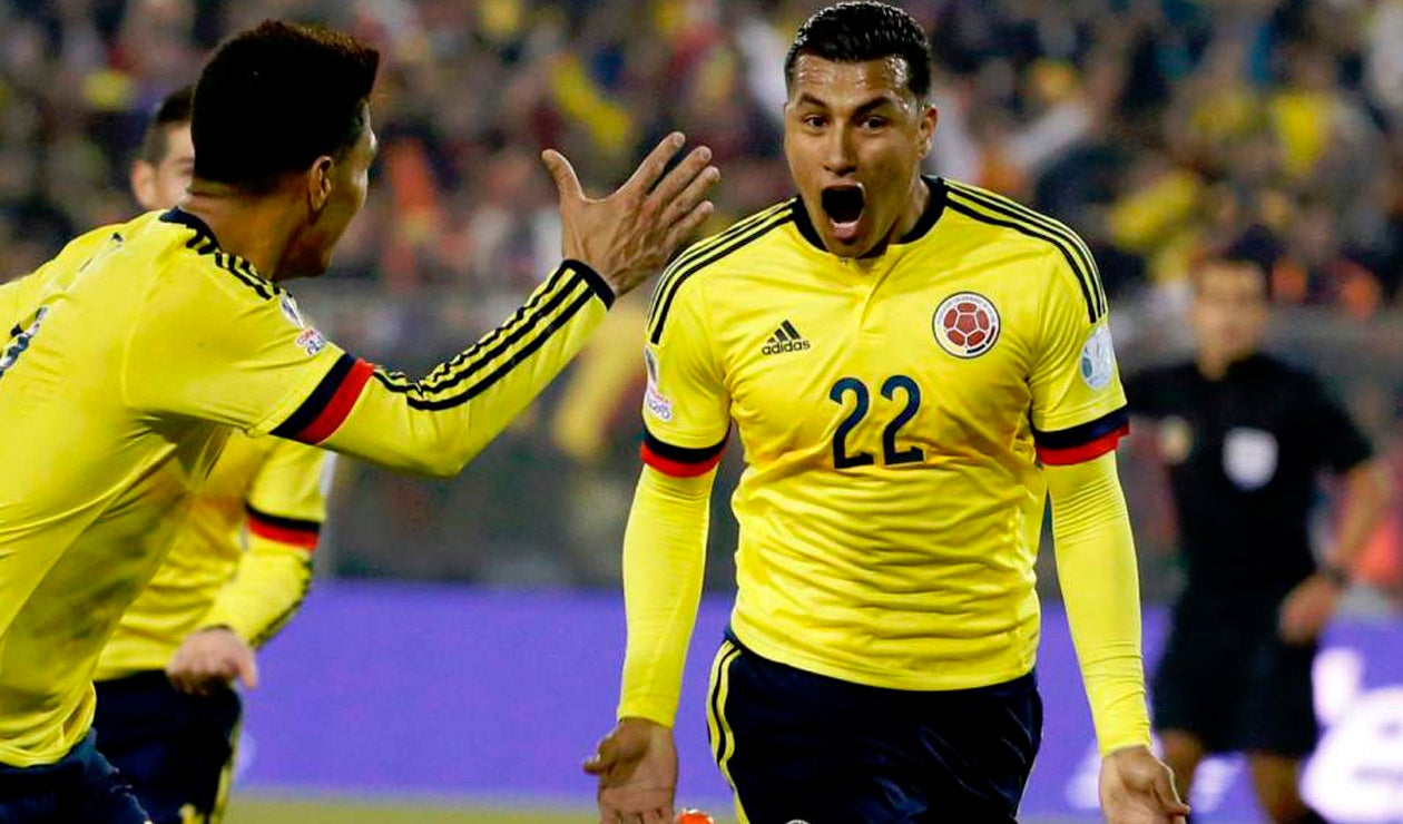 Jeison Murillo celebrando un gol con la Selección Colombia