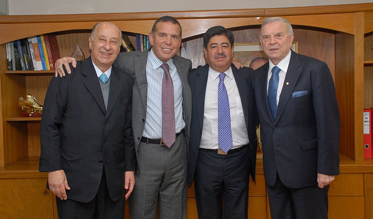 Juan Ángel Napout, Marco Polo del Nero, Luis Bedoya Giraldo y José Maria Marín