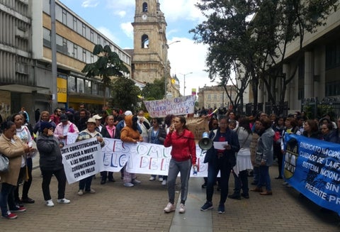 Protesta de madres comunitarias en Bogotá